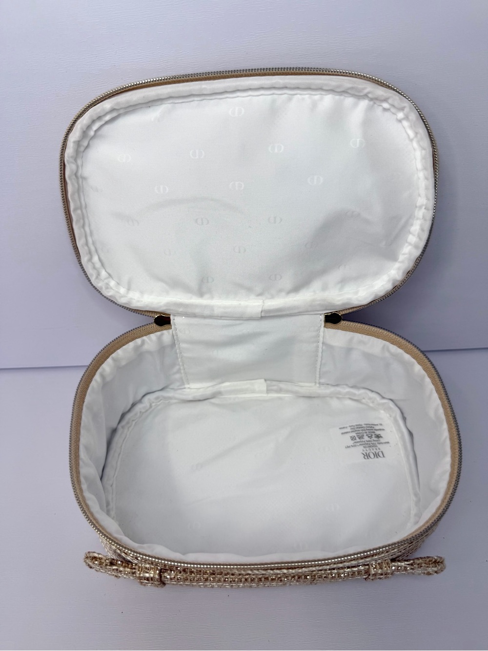 Christian Dior Holiday Gold Cosmetic Bag Christmas 2025 Stars Zip Case ONLY - Picture 6 of 7